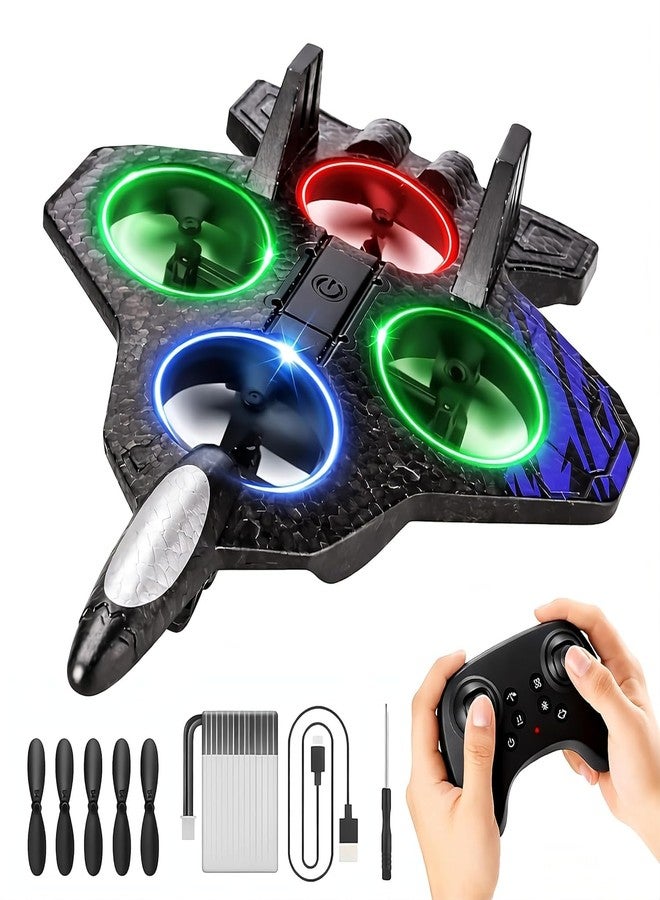 VELOCIOUS RC Fighter Plane for Kids & Adults | 2.4GHz Remote Control Airplane with 6-Axis Gyro | EPP Foam Beginner RC Plane | One-Key Takeoff Landing | 360° Stunt Rolls | LED Lights - Image 1